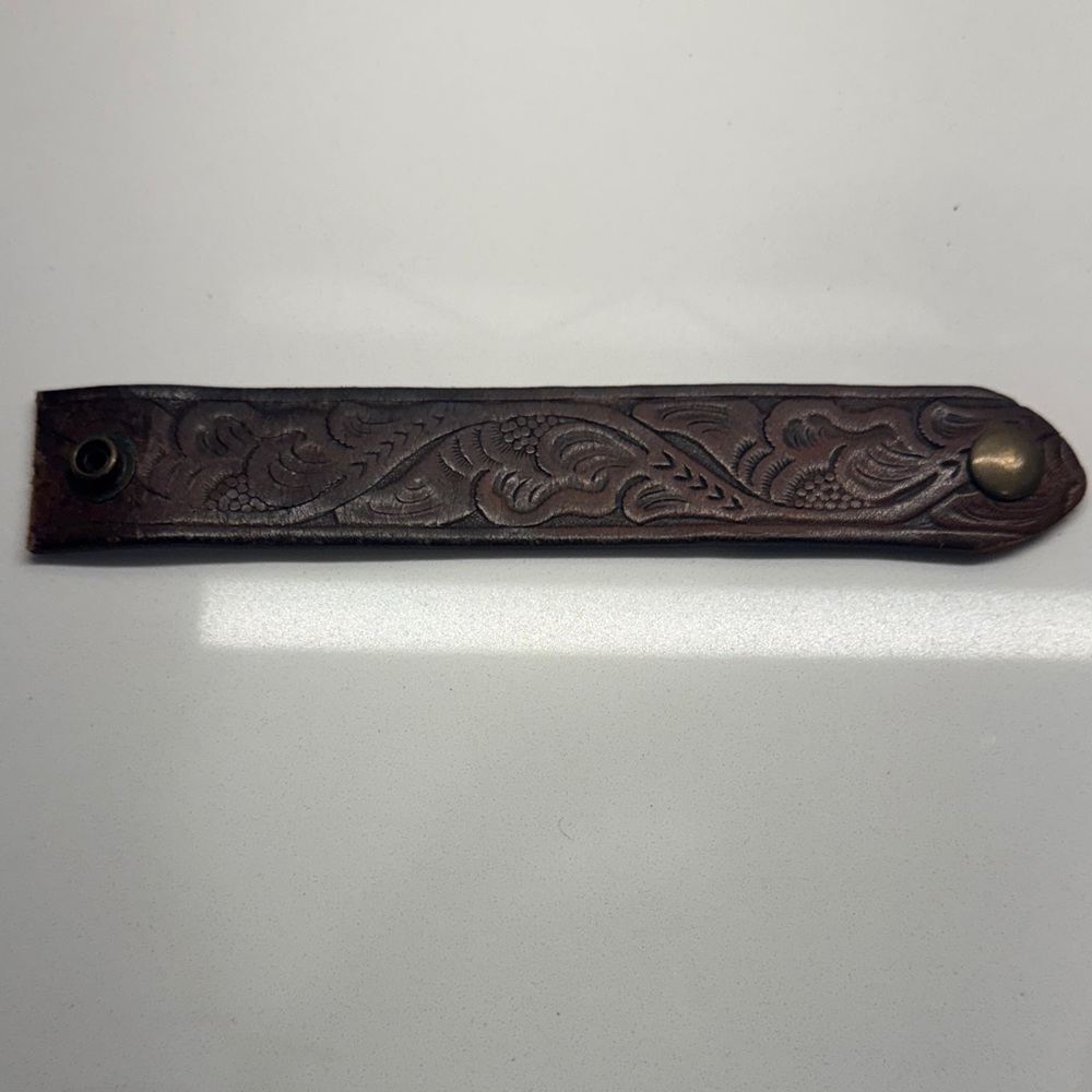 Brown Leather Embossed Bracelet